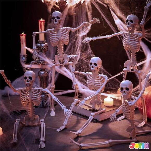 5 PCS Posable Halloween 16 Inches Full Body Posable Joints Hanging Skeletons - Picture 7 of 7